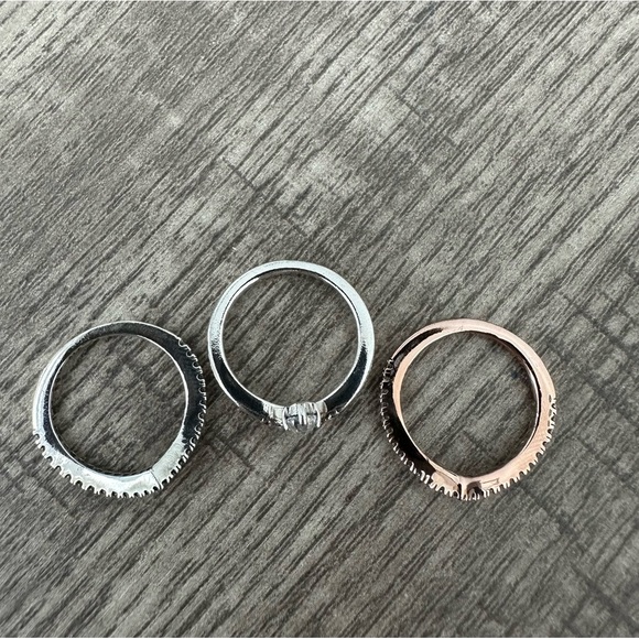 3 Pandora Wishbone Pinky Rings Rose gold and Sterling Silver Size 3 - Picture 2 of 11